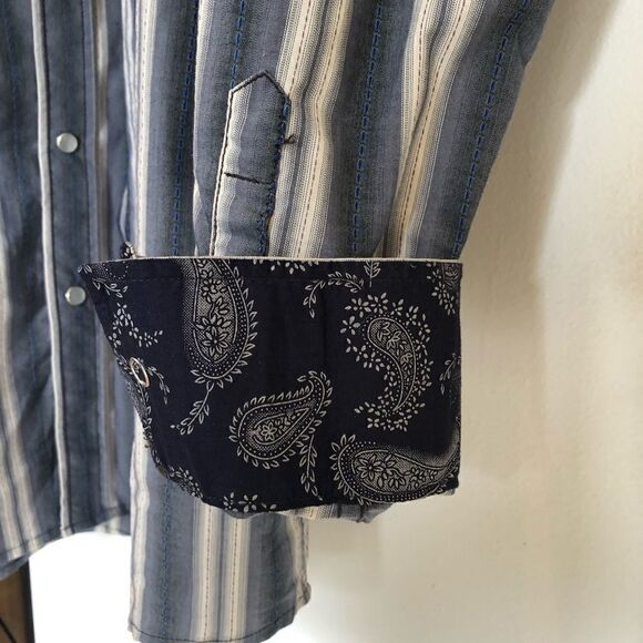 NWT Blue Pronto Uomo Long Sleeve Pearl Snap Shirt - Picture 6 of 7